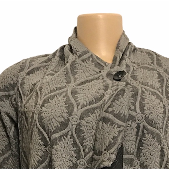 Bobeau Draped Cardigan Cascading One Button Closure gray black Print size S - Picture 14 of 16
